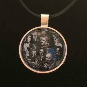 Horror collage inspired 18” adjustable pendant